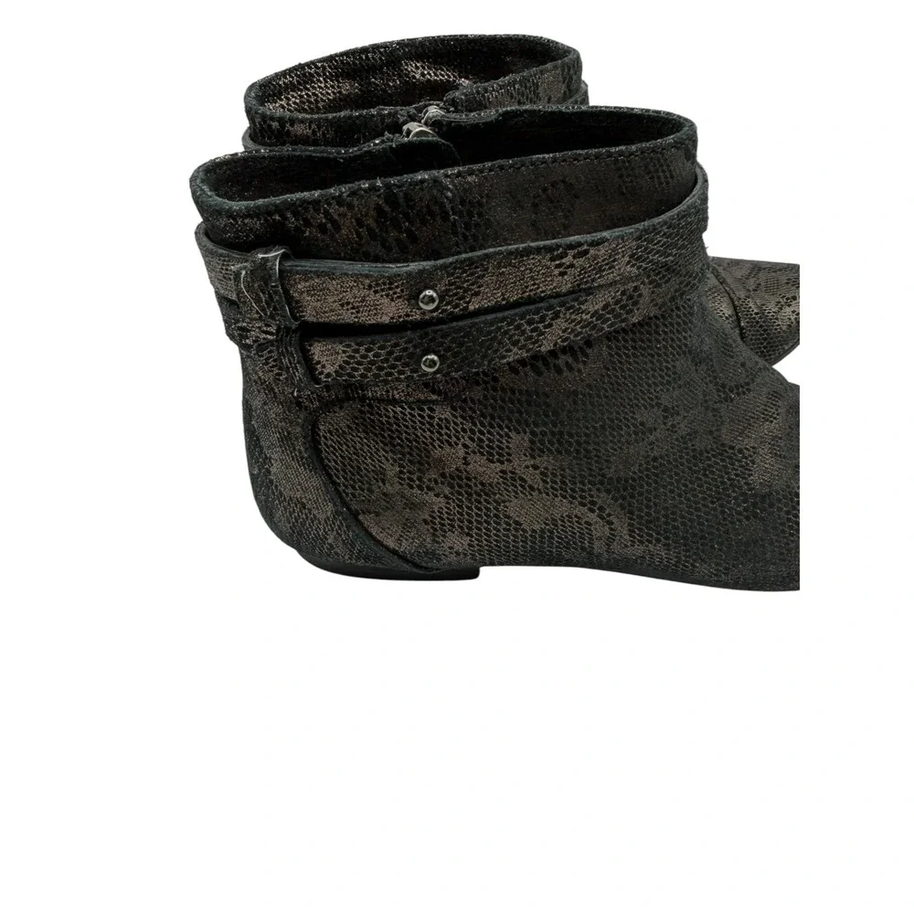 Wythe NY Ingrid Ankle Booties‎ Women 7 Black Leather Snake Texture Streetwear
